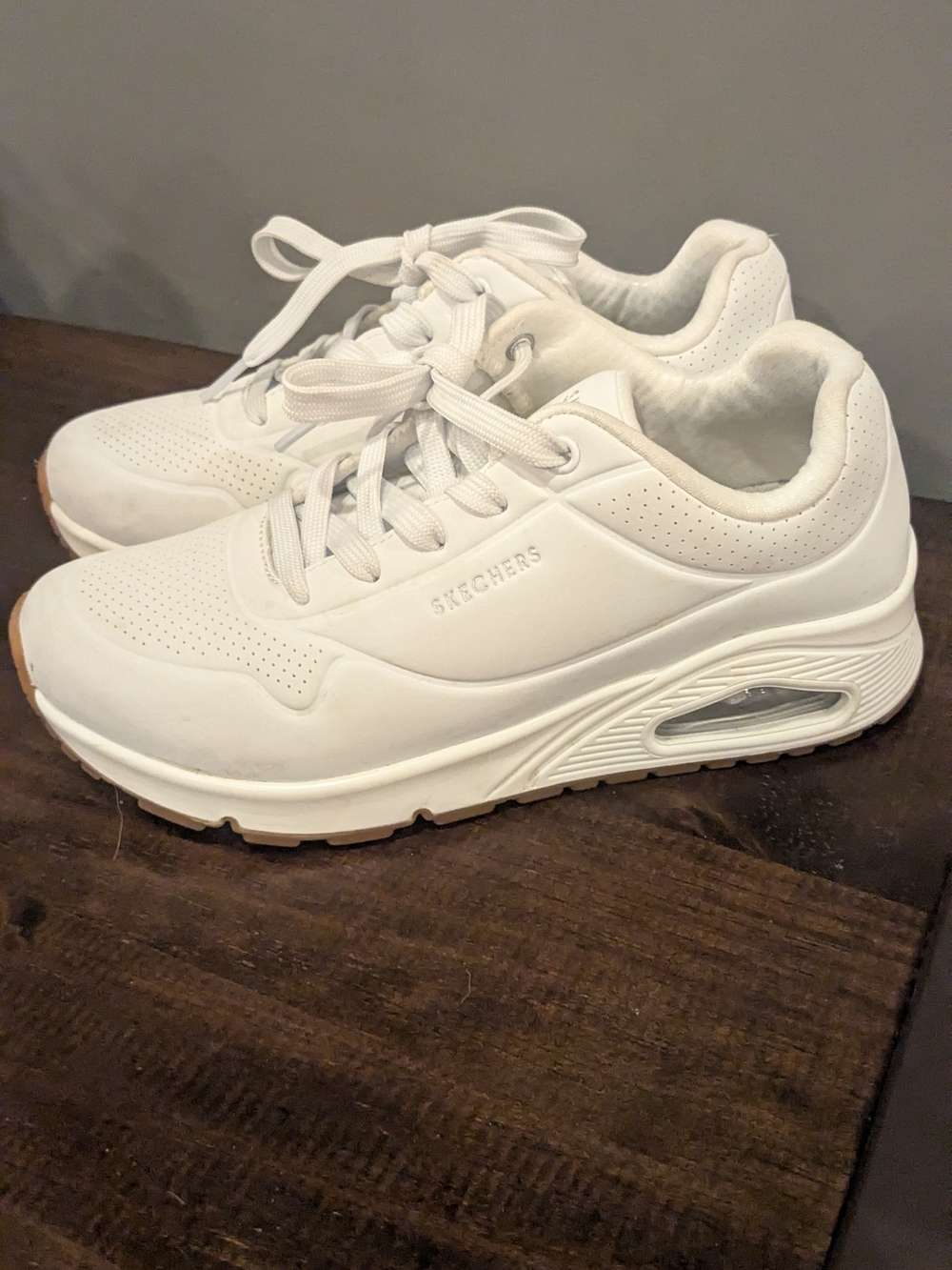 Skechers Women's White Casual Leather Sneakers - Picture 2 of 6